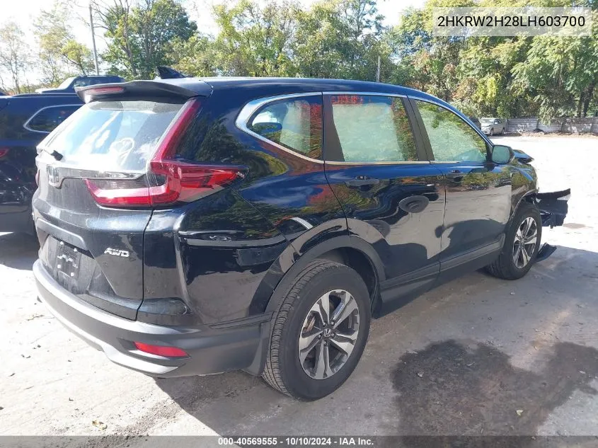 2020 Honda Cr-V Awd Lx VIN: 2HKRW2H28LH603700 Lot: 40569555