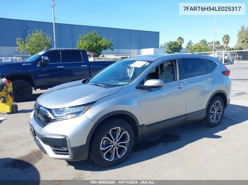 2020 Honda Cr-V Hybrid Ex VIN: 7FART6H54LE025317 Lot: 40585280