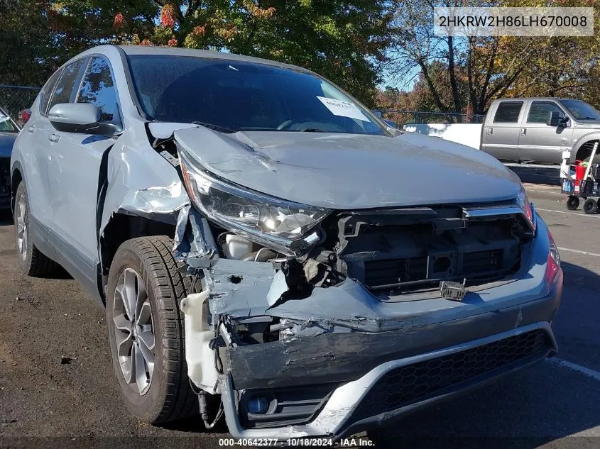 2020 Honda Cr-V Awd Ex-L VIN: 2HKRW2H86LH670008 Lot: 40642377