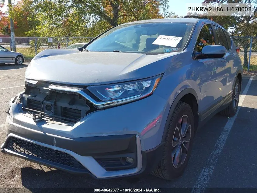 2020 Honda Cr-V Awd Ex-L VIN: 2HKRW2H86LH670008 Lot: 40642377