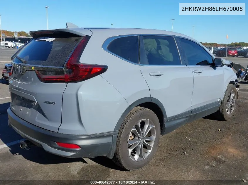 2020 Honda Cr-V Awd Ex-L VIN: 2HKRW2H86LH670008 Lot: 40642377