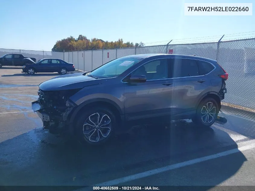 2020 Honda Cr-V Awd Ex VIN: 7FARW2H52LE022660 Lot: 40652509