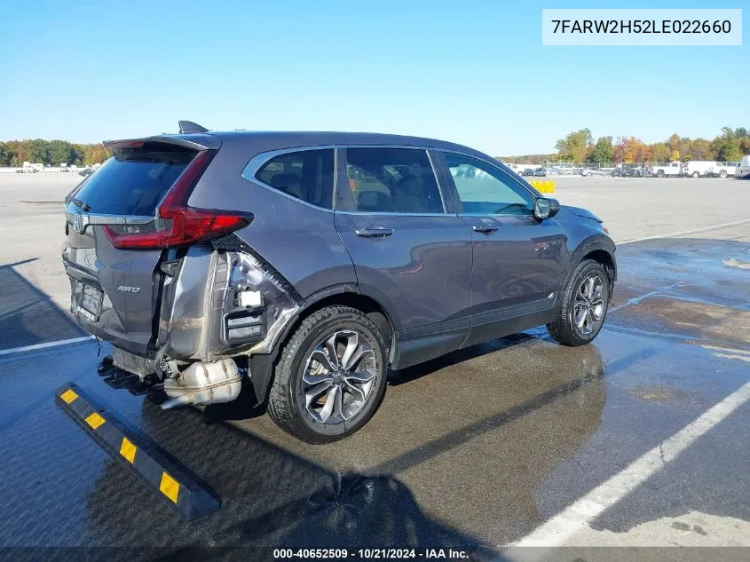 2020 Honda Cr-V Awd Ex VIN: 7FARW2H52LE022660 Lot: 40652509