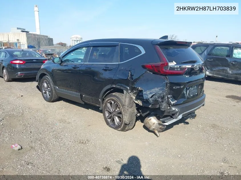 2020 Honda Cr-V Awd Ex-L VIN: 2HKRW2H87LH703839 Lot: 40738874