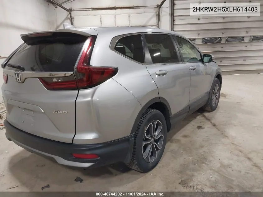 2020 Honda Cr-V Awd Ex VIN: 2HKRW2H5XLH614403 Lot: 40744202