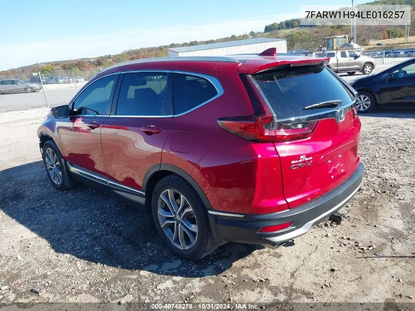 2020 Honda Cr-V 2Wd Touring VIN: 7FARW1H94LE016257 Lot: 40748278