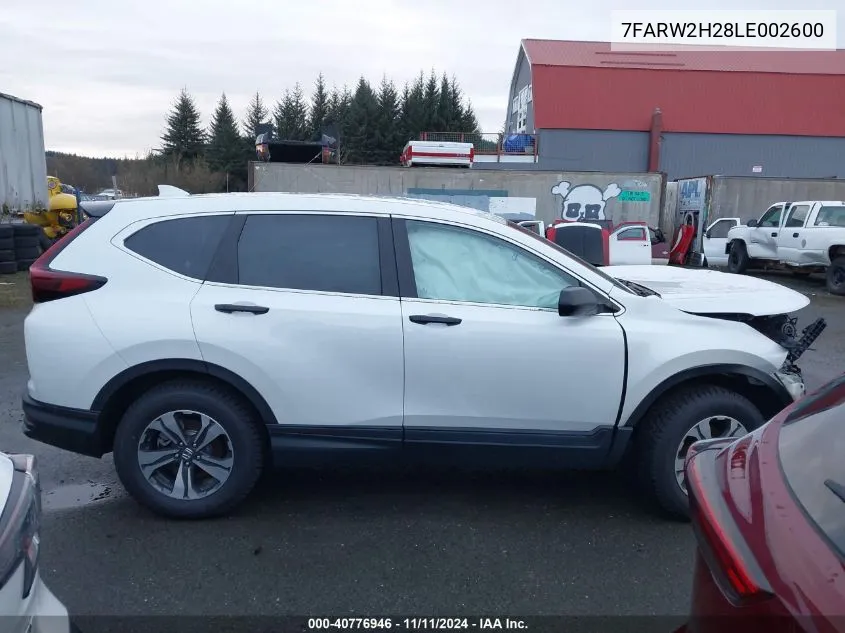 2020 Honda Cr-V Awd Lx VIN: 7FARW2H28LE002600 Lot: 40776946