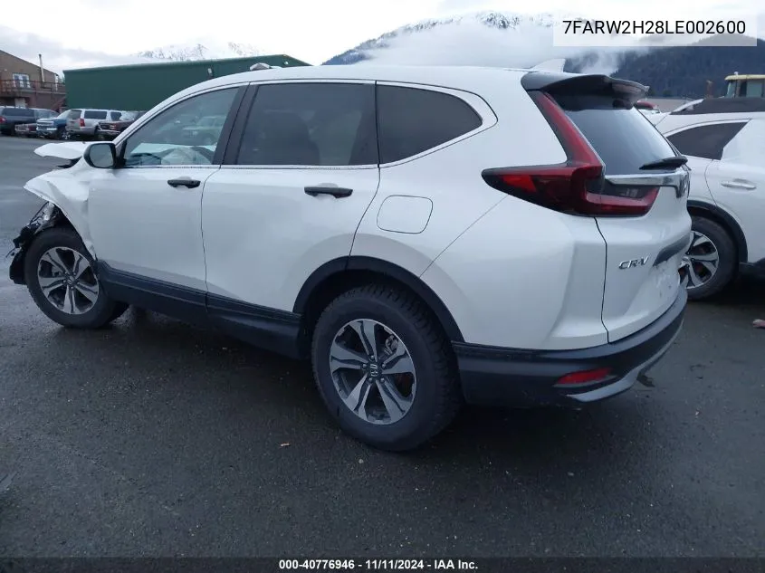 2020 Honda Cr-V Awd Lx VIN: 7FARW2H28LE002600 Lot: 40776946