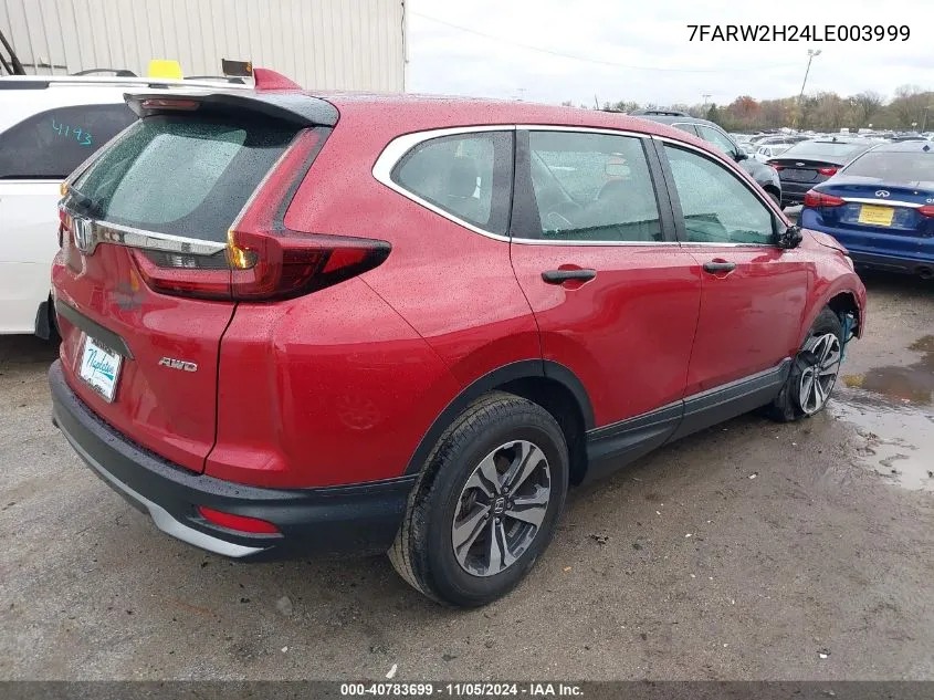 2020 Honda Cr-V Awd Lx VIN: 7FARW2H24LE003999 Lot: 40783699