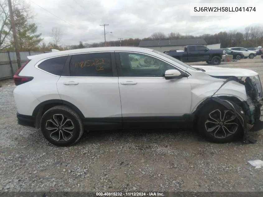 2020 Honda Cr-V Awd Ex VIN: 5J6RW2H58LL041474 Lot: 40815232