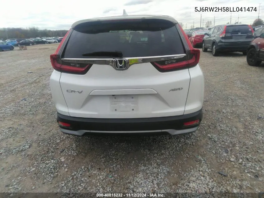 2020 Honda Cr-V Awd Ex VIN: 5J6RW2H58LL041474 Lot: 40815232