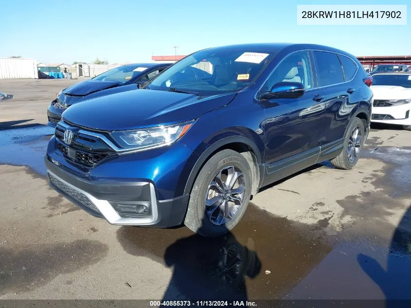 2020 Honda Crv VIN: 28KRW1H81LH417902 Lot: 40855373