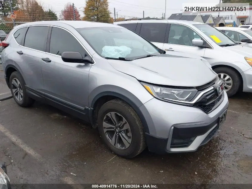 2020 Honda Cr-V 2Wd Lx VIN: 2HKRW1H22LH407651 Lot: 40914776