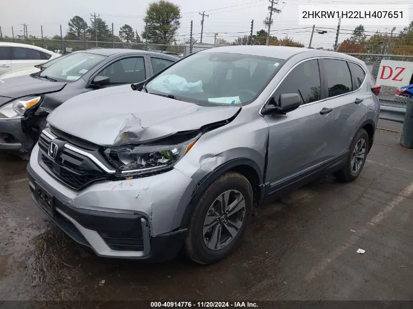 2020 Honda Cr-V 2Wd Lx VIN: 2HKRW1H22LH407651 Lot: 40914776