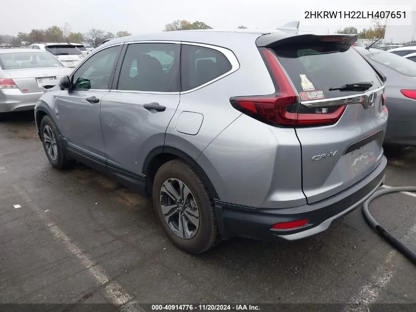 2020 Honda Cr-V 2Wd Lx VIN: 2HKRW1H22LH407651 Lot: 40914776