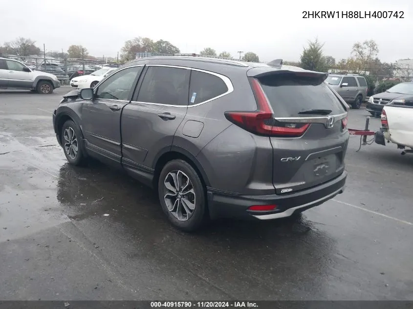 2020 Honda Cr-V 2Wd Ex-L VIN: 2HKRW1H88LH400742 Lot: 40915790