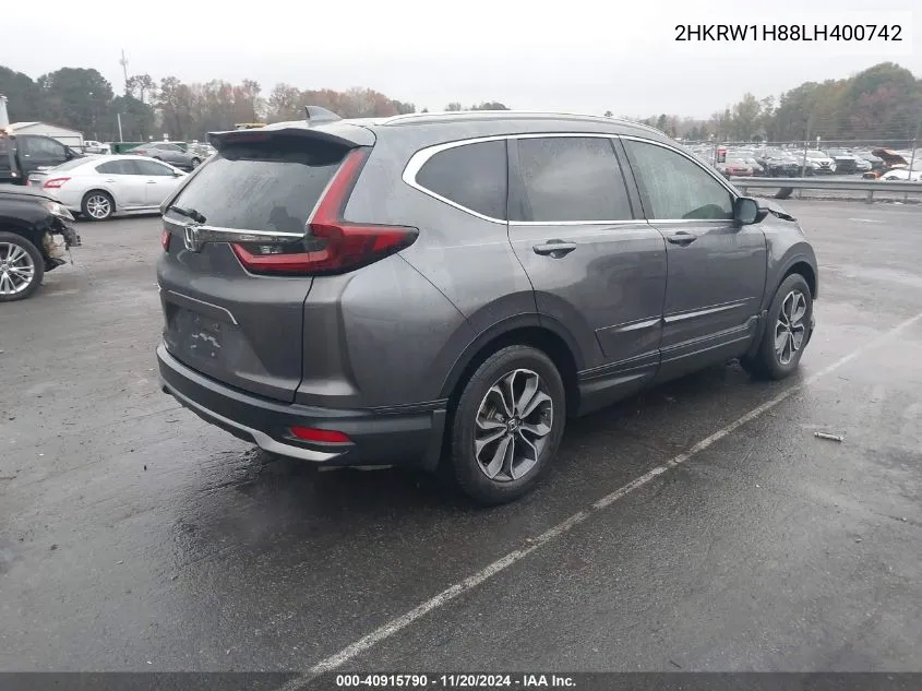 2020 Honda Cr-V 2Wd Ex-L VIN: 2HKRW1H88LH400742 Lot: 40915790