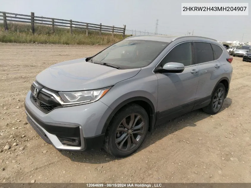 2021 Honda Cr-V VIN: 2HKRW2H43MH204907 Lot: 12064699