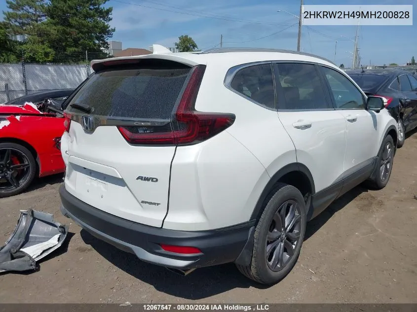 2021 Honda Cr-V VIN: 2HKRW2H49MH200828 Lot: 12067547