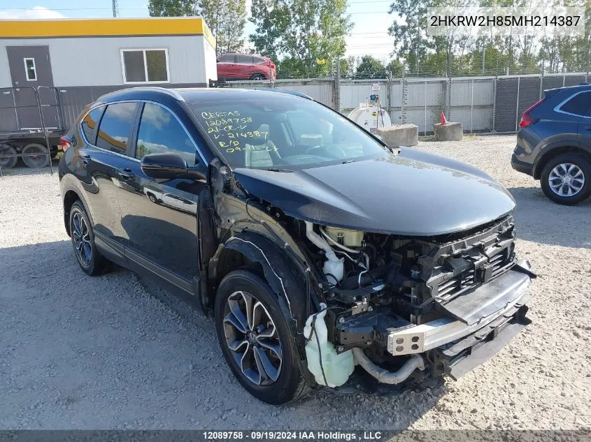 2021 Honda Cr-V Exl VIN: 2HKRW2H85MH214387 Lot: 12089758