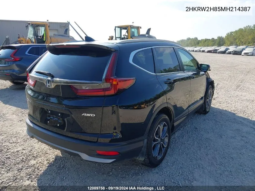 2021 Honda Cr-V Exl VIN: 2HKRW2H85MH214387 Lot: 12089758