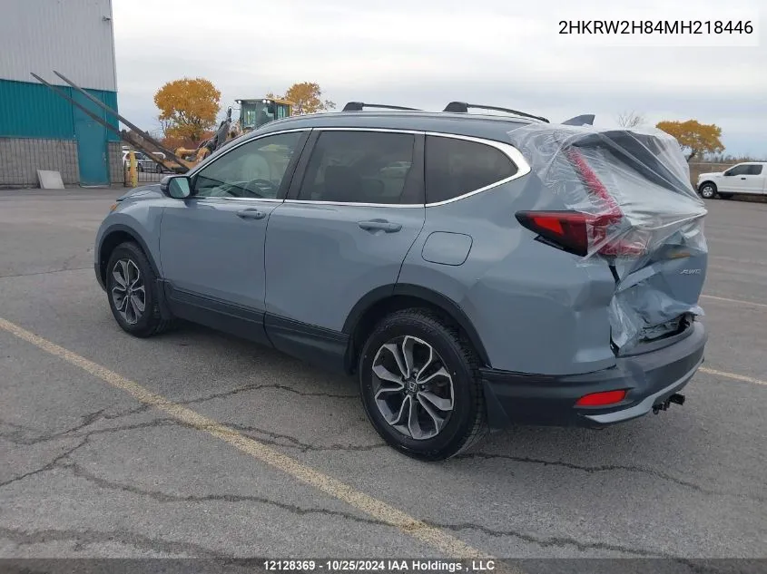 2021 Honda Cr-V Ex-L VIN: 2HKRW2H84MH218446 Lot: 12128369