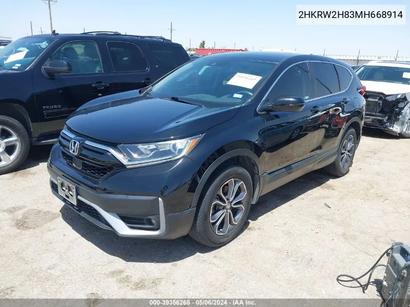 2021 Honda Cr-V Awd Ex-L VIN: 2HKRW2H83MH668914 Lot: 39356265