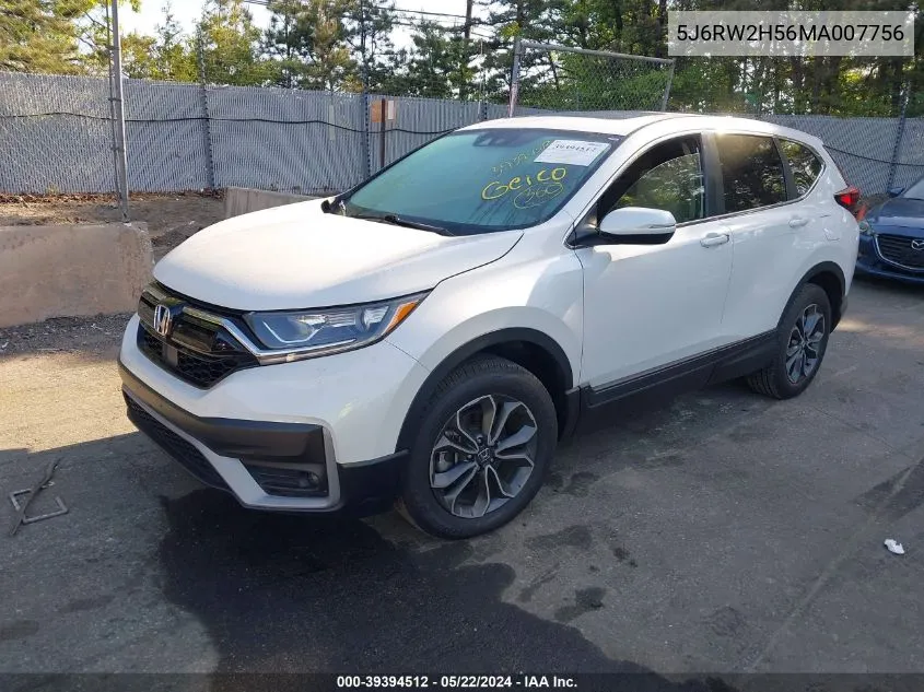 2021 Honda Cr-V Awd Ex VIN: 5J6RW2H56MA007756 Lot: 39394512