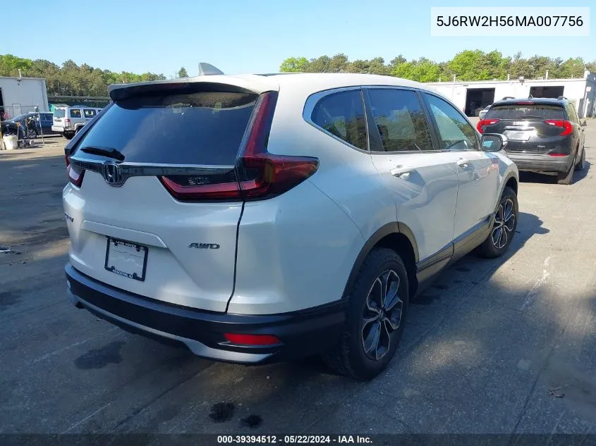 2021 Honda Cr-V Awd Ex VIN: 5J6RW2H56MA007756 Lot: 39394512