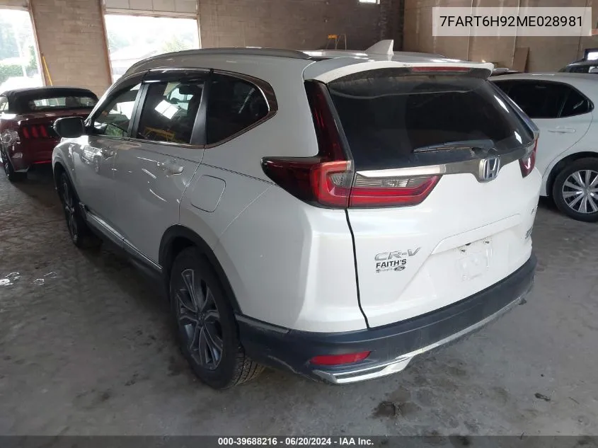 2021 Honda Cr-V Hybrid Touring VIN: 7FART6H92ME028981 Lot: 39688216