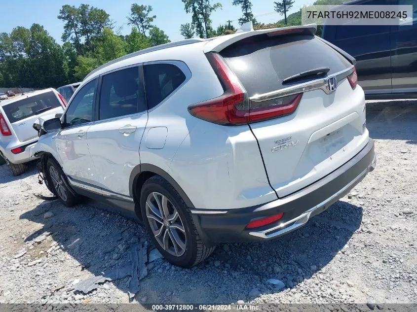 2021 Honda Cr-V Hybrid Touring VIN: 7FART6H92ME008245 Lot: 39712800