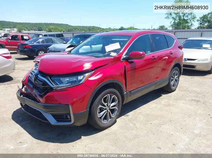 2021 Honda Cr-V Awd Ex-L VIN: 2HKRW2H89MH608930 Lot: 39756935