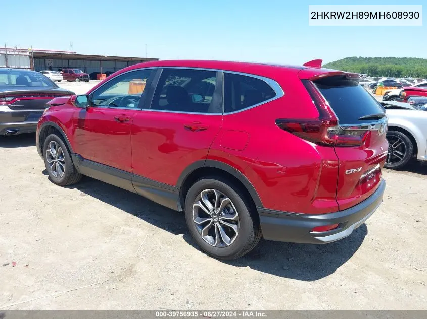 2021 Honda Cr-V Awd Ex-L VIN: 2HKRW2H89MH608930 Lot: 39756935