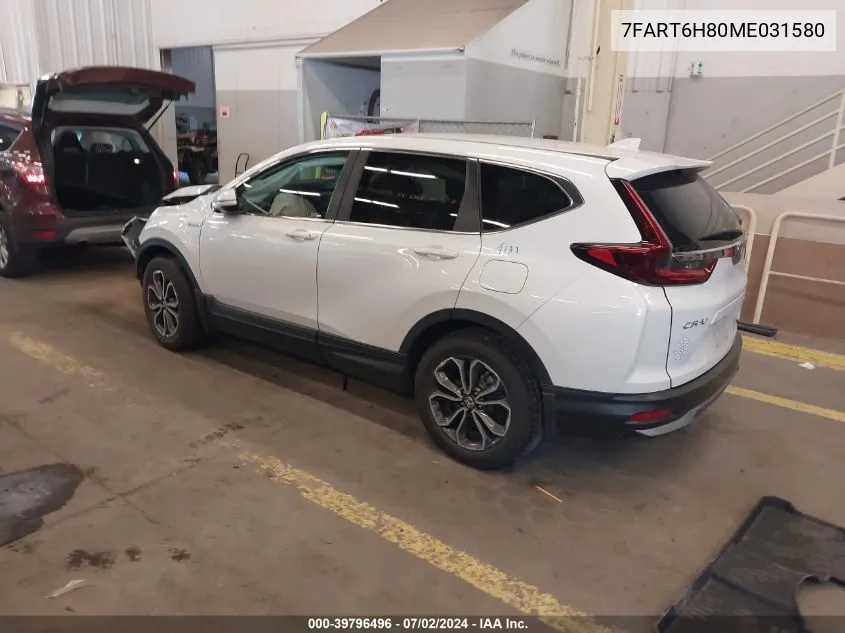 2021 Honda Cr-V Hybrid Ex-L VIN: 7FART6H80ME031580 Lot: 39796496