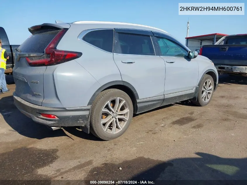 2HKRW2H94MH600761 2021 Honda Cr-V Awd Touring