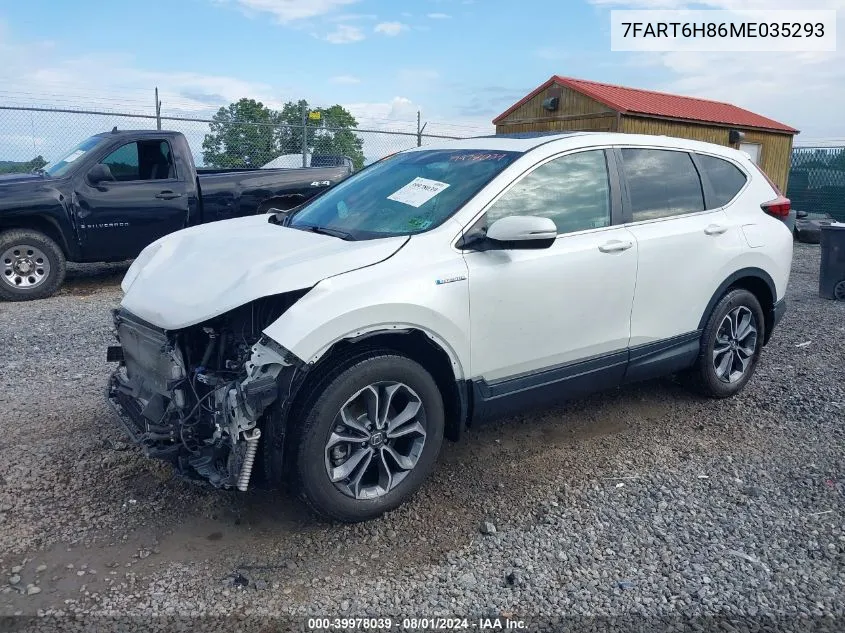 7FART6H86ME035293 2021 Honda Cr-V Hybrid Ex-L