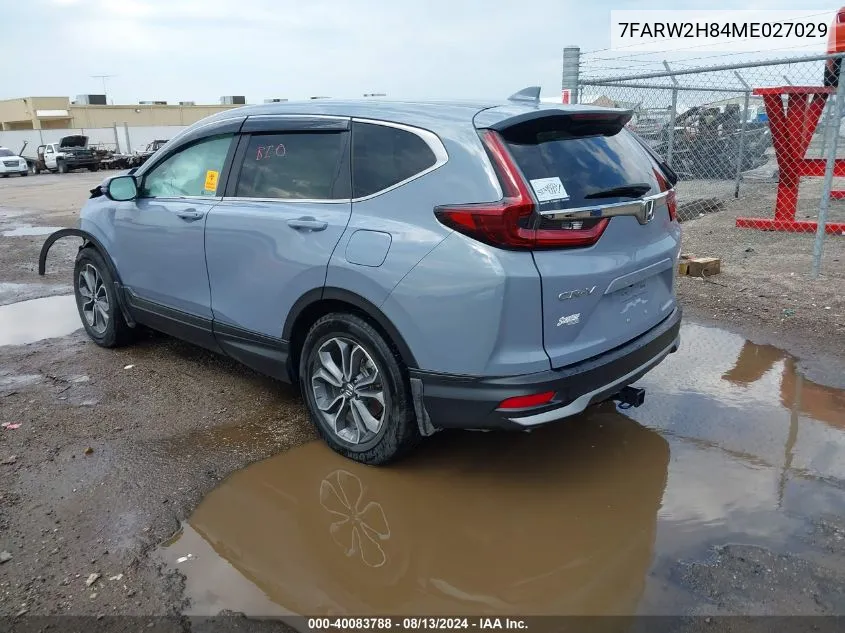 2021 Honda Cr-V Awd Ex-L VIN: 7FARW2H84ME027029 Lot: 40083788