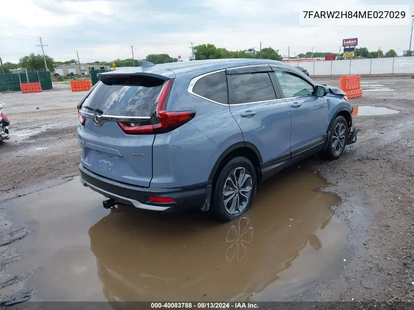 2021 Honda Cr-V Awd Ex-L VIN: 7FARW2H84ME027029 Lot: 40083788