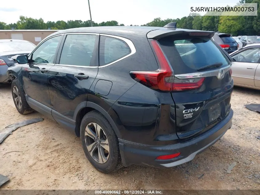 2021 Honda Cr-V 2Wd Lx VIN: 5J6RW1H29MA000753 Lot: 40090662