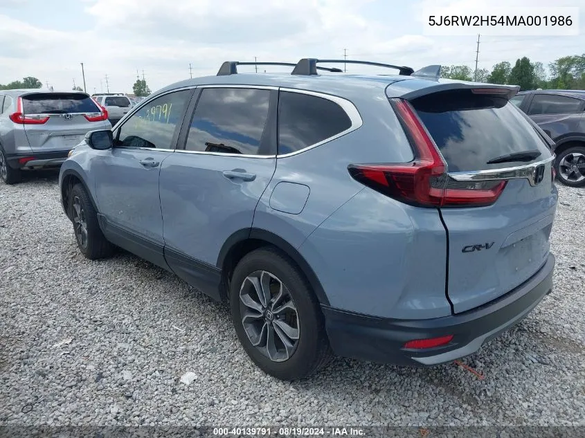 2021 Honda Cr-V Awd Ex VIN: 5J6RW2H54MA001986 Lot: 40139791