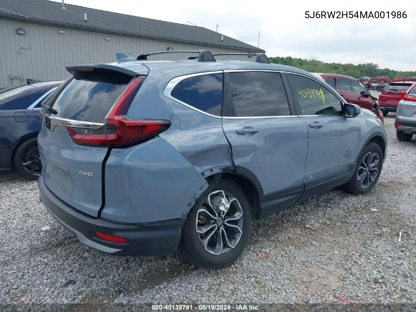 2021 Honda Cr-V Awd Ex VIN: 5J6RW2H54MA001986 Lot: 40139791