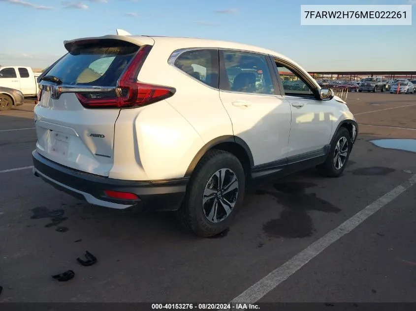 2021 Honda Cr-V Awd Special Edition VIN: 7FARW2H76ME022261 Lot: 40153276