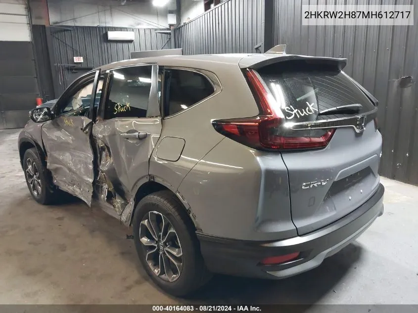 2021 Honda Cr-V Awd Ex-L VIN: 2HKRW2H87MH612717 Lot: 40164083