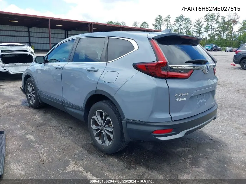 2021 Honda Cr-V Hybrid Ex-L VIN: 7FART6H82ME027515 Lot: 40186204