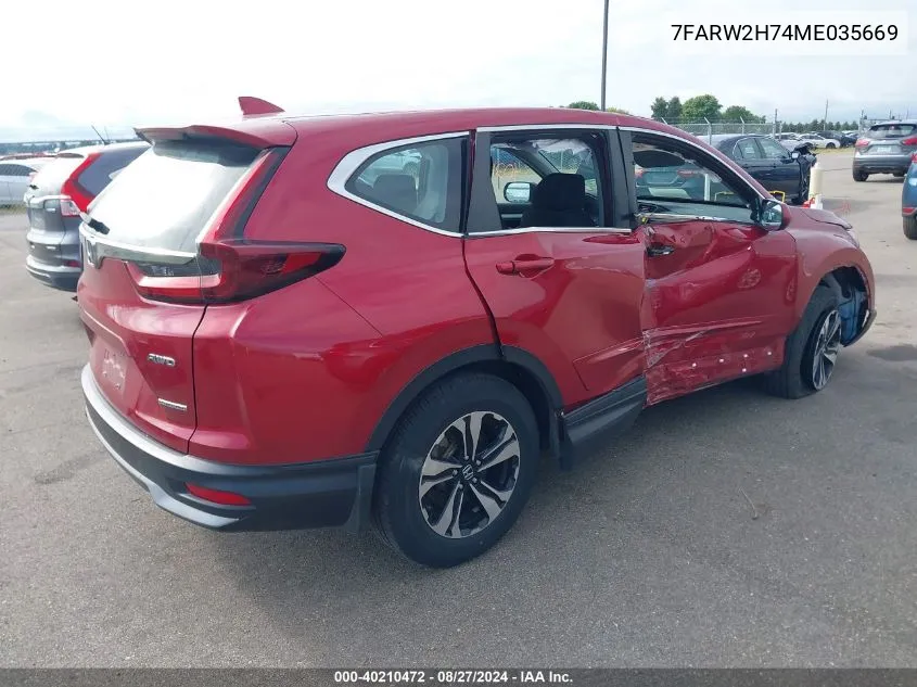 2021 Honda Cr-V Awd Special Edition VIN: 7FARW2H74ME035669 Lot: 40210472