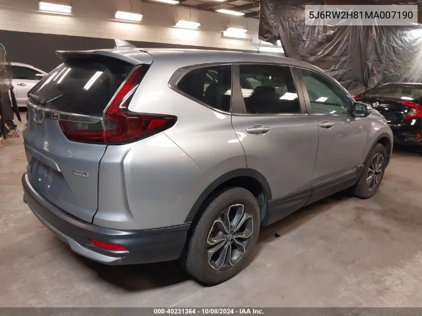 2021 Honda Cr-V Awd Ex-L VIN: 5J6RW2H81MA007190 Lot: 40231364