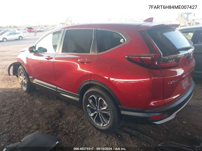 2021 Honda Cr-V Exl VIN: 7FART6H84ME007427 Lot: 40270317