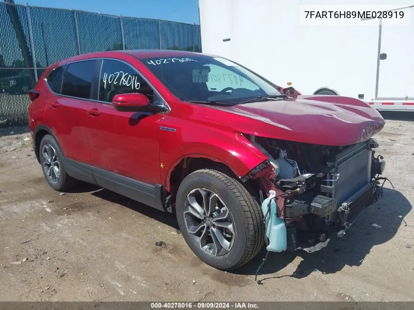 2021 Honda Cr-V Hybrid Ex-L VIN: 7FART6H89ME028919 Lot: 40278016