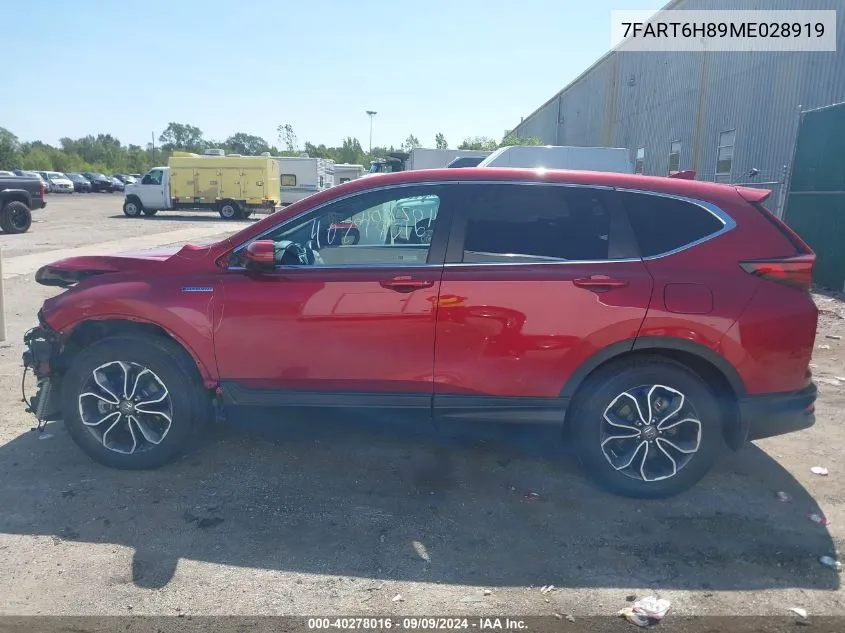 2021 Honda Cr-V Hybrid Ex-L VIN: 7FART6H89ME028919 Lot: 40278016