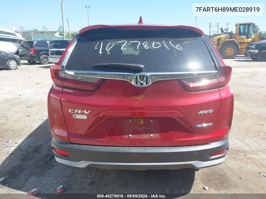 2021 Honda Cr-V Hybrid Ex-L VIN: 7FART6H89ME028919 Lot: 40278016